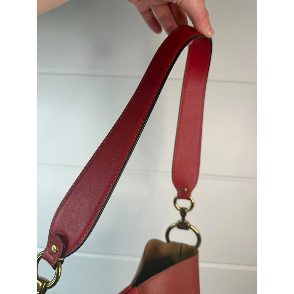 FRYE Ilana‎ Red Color Block Bucket Hobo Bag Purse RARE Boho Western